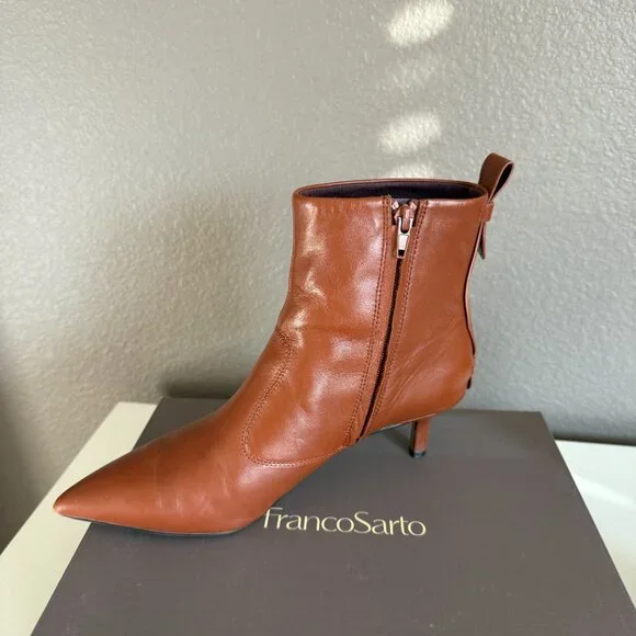 Franco Sarto Womens Brown Leather Booties - Picture 9 of 12